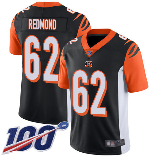 Cincinnati Bengals Limited Black Men Alex Redmond Home Jersey NFL Footballl 62 100th Season Vapor Untouchable